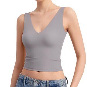 PUMIEY Women's Deep V Neck Sleeveless Tank Top Sexy Double Lined Going Out Tops